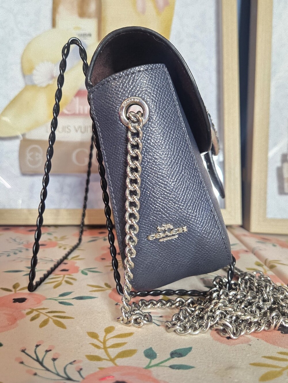 Coach Black and Dark Green Crossbody with Crystal Apple Charm - Picture 4 of 10